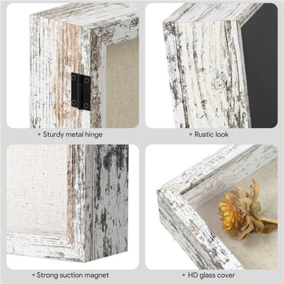 8x10 Shadow Box Frame with Linen Back-Real Glass,Push Pins Included Display Case - Picture 6 of 7